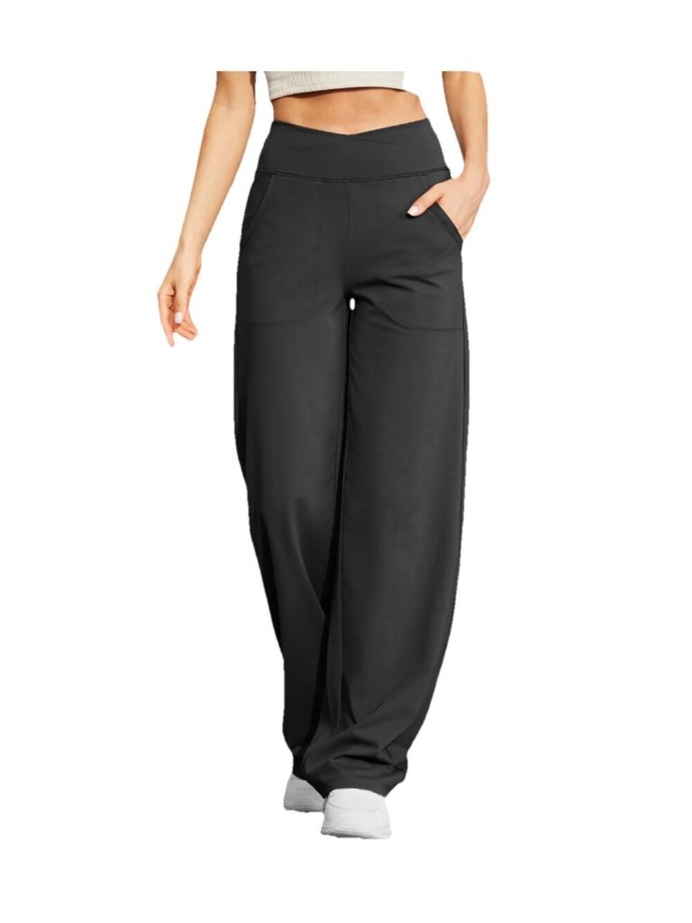 G4free  Black Yoga Wide Leg Pull On Pants Comfort Size Small 4/6